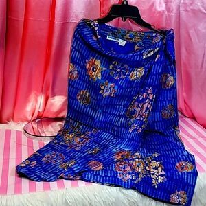 1627  Maxi  Skirt Lined blue floral SAMSON One Size